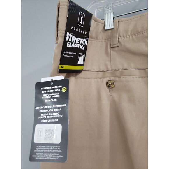 NEW Size 44 PGA Tour Shorts Flat Front Active Waistband Chinchilla Khaki Mens - Picture 4 of 4